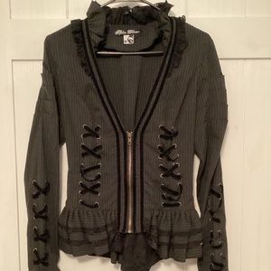Vintage Spin Doctor Lace and Ruffle Cropped Jacket Womens Size Medium Black